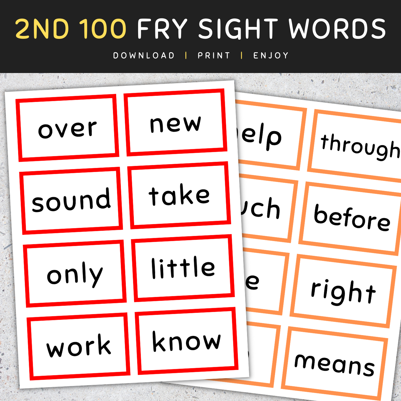 Fry Sight Words Flash Cards: Fry's Second 100 Sight Words, 101-200 ...