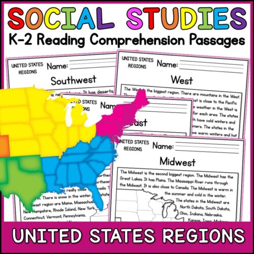 United States Regions Reading Comprehension Passages K-2 - Made By Teachers