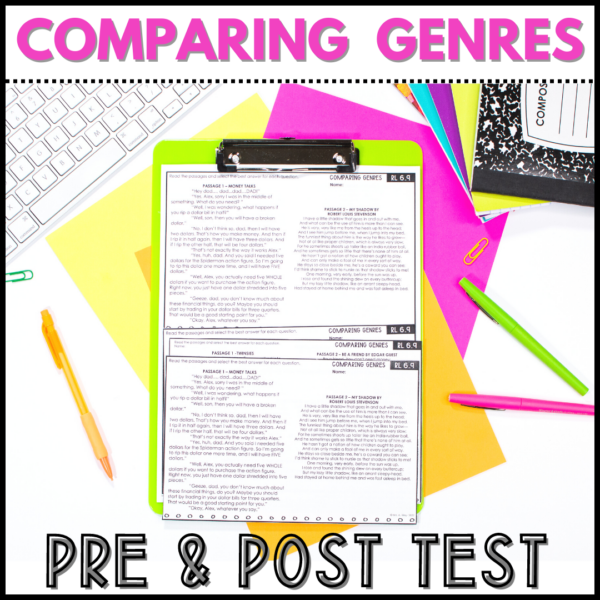 Comparing Genres Assessments Pre and Post Test RL 6.9 Same Theme
