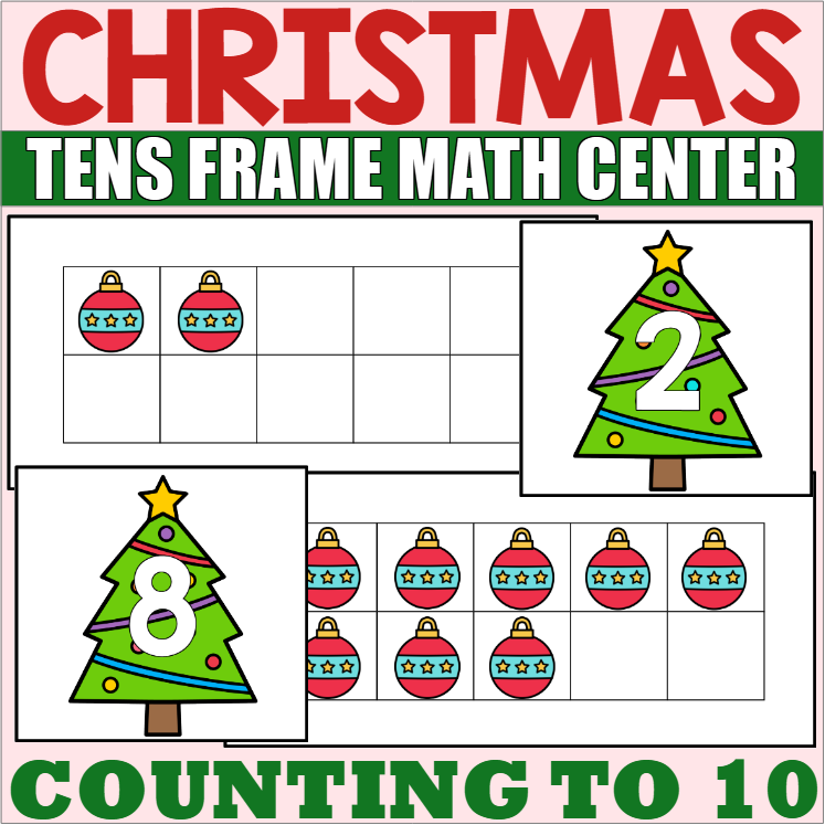 Christmas Math Center Counting to Ten with Ten Frames printable