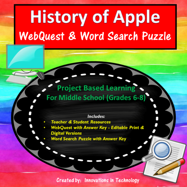 History of Apple Quest & Word Search Puzzle Made By Teachers