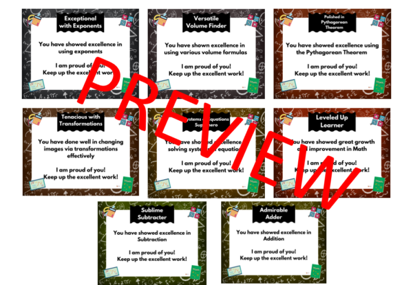Affirm Math Student Affirmation Notecards Math Theme - Made By Teachers