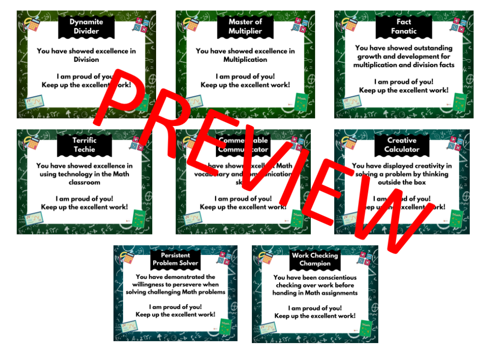 Student Affirmation Notecards Math Theme | Made By Teachers