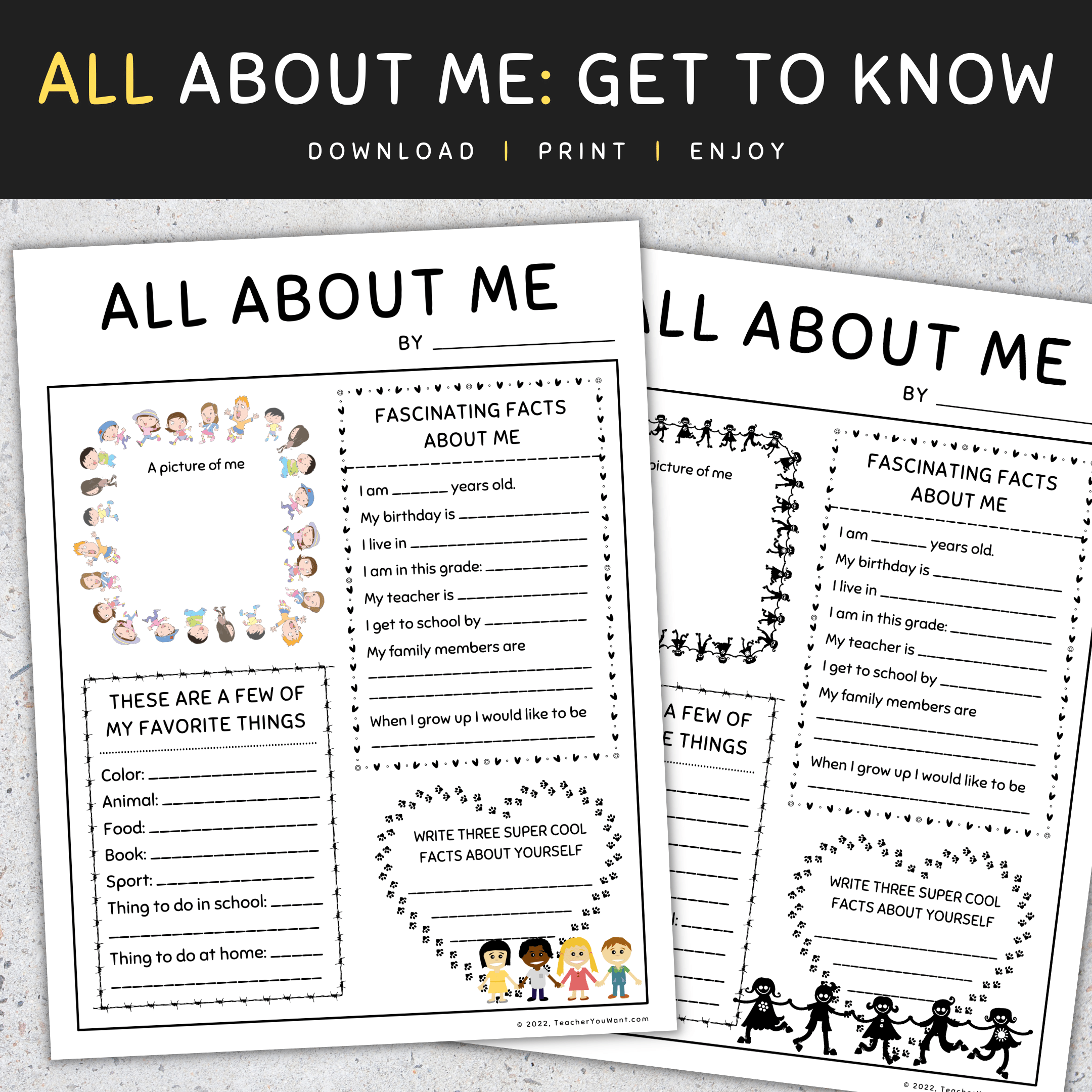 All About Me Back To School Getting To Know You Activities Fun First