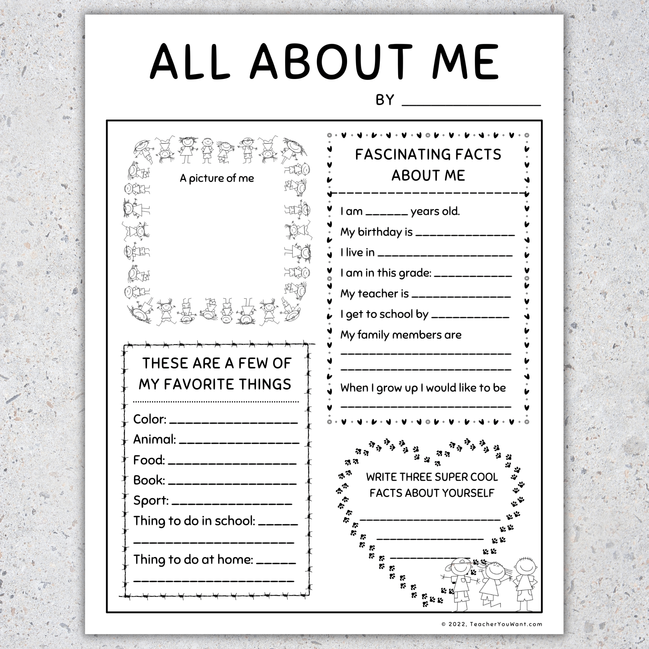 All About Me Back To School Getting To Know You Activities Fun First