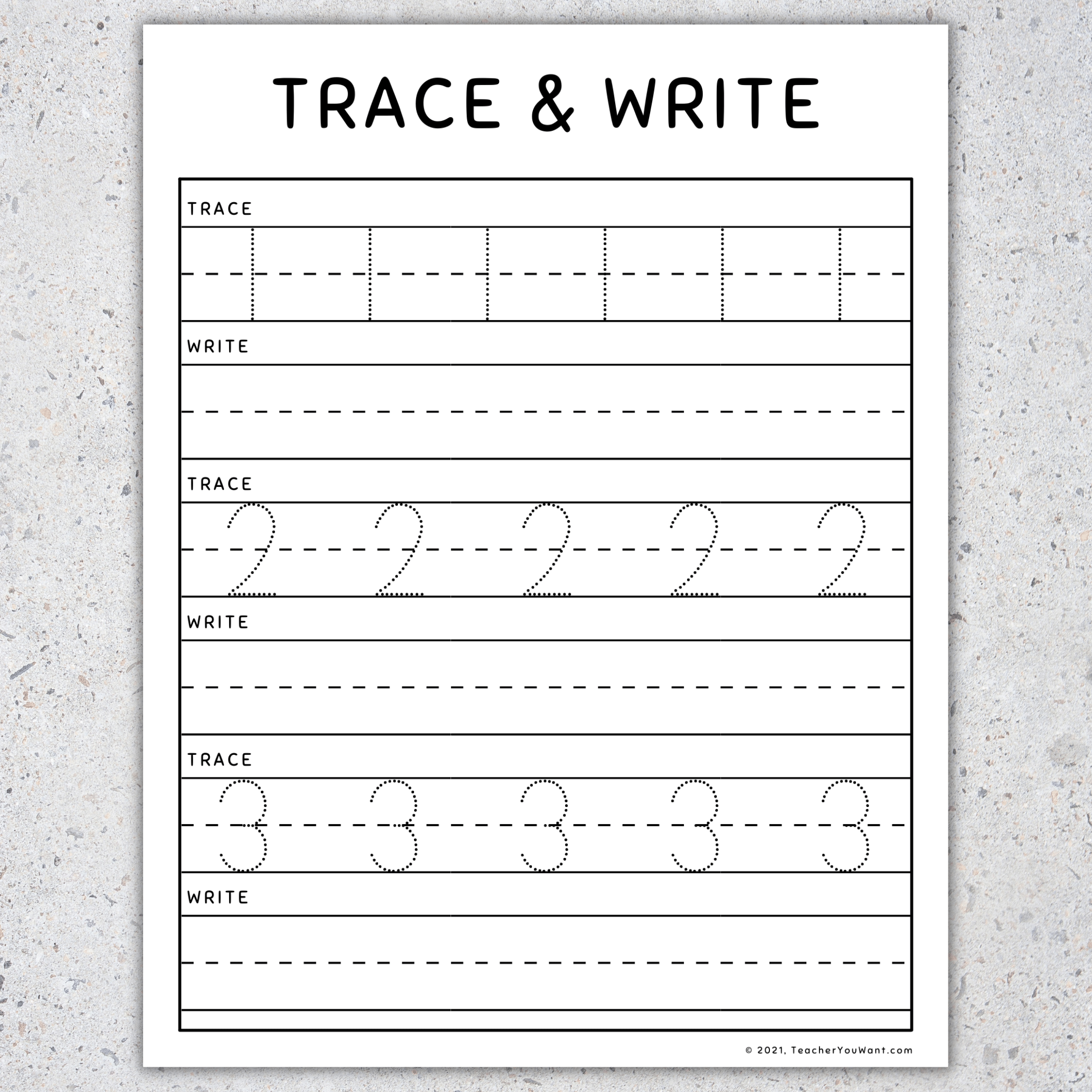 Numbers 110 Trace, Write, Draw, & Ten Frames Worksheets, Show the