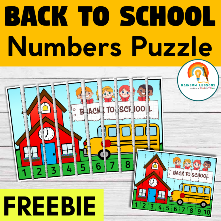 Back to School Numbers Puzzle Numbers 110 Game FREEBIE Made By
