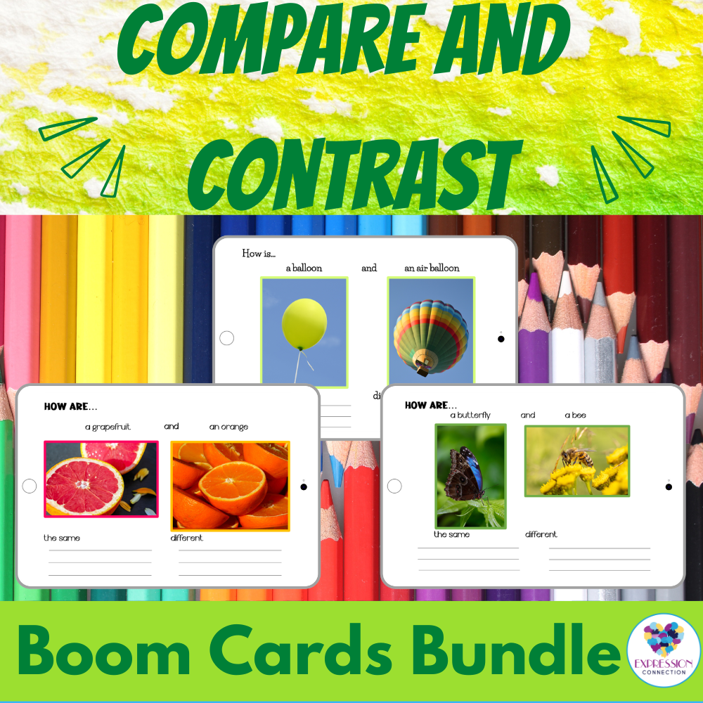 Compare And Contrast Two Picture Objects Boom Cards Bundle