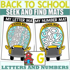 Back to School Letter and Number Seek and Find Mats with School Buses