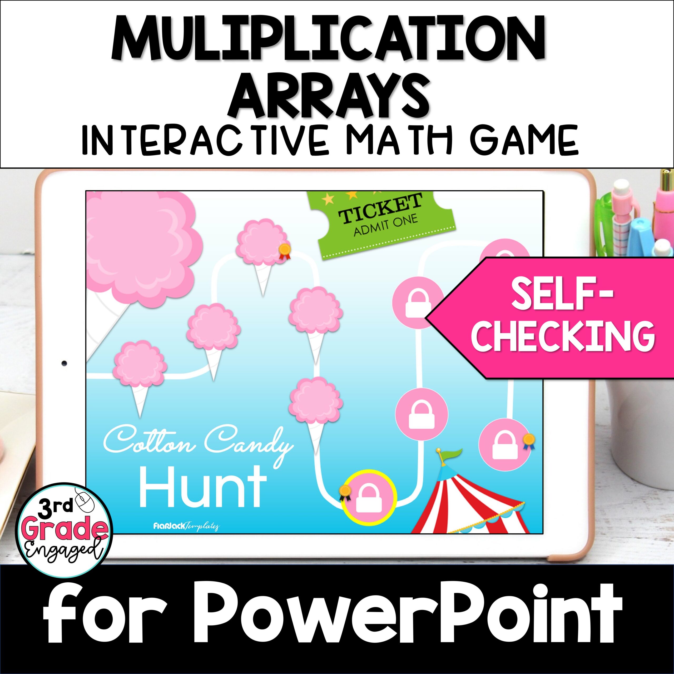 Multiplication Arrays Digital Math Game for PowerPoint