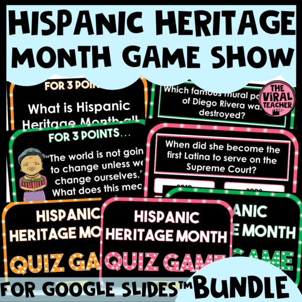 Hispanic Heritage Month Mutiple Choice Quiz Game Show for Google Slides ...