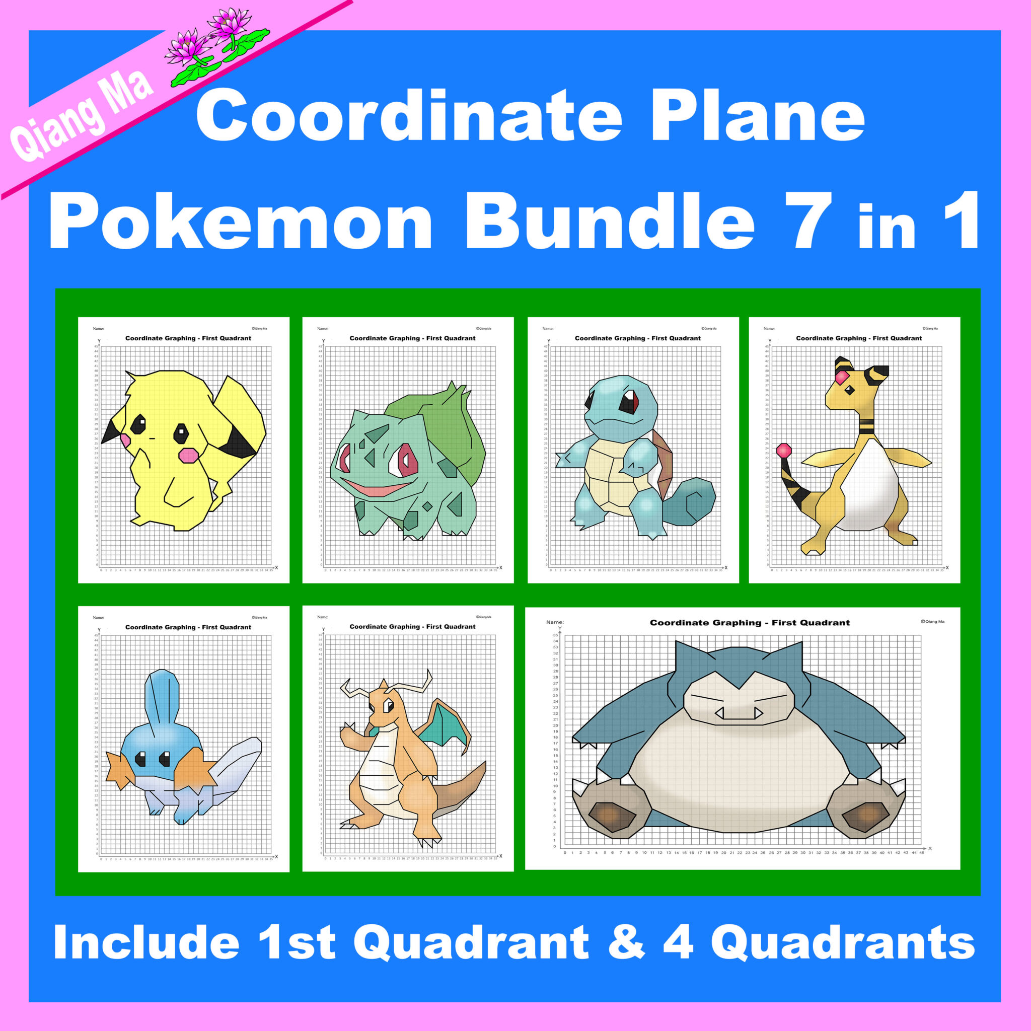 Pokemon Coordinate Plane Graphing Picture: Pokemon Bundle 7 in 1 | Made ...
