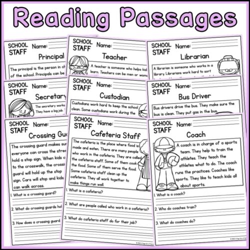 School Staff Social Studies Reading Comprehension Passages K-2 - Made By Teachers