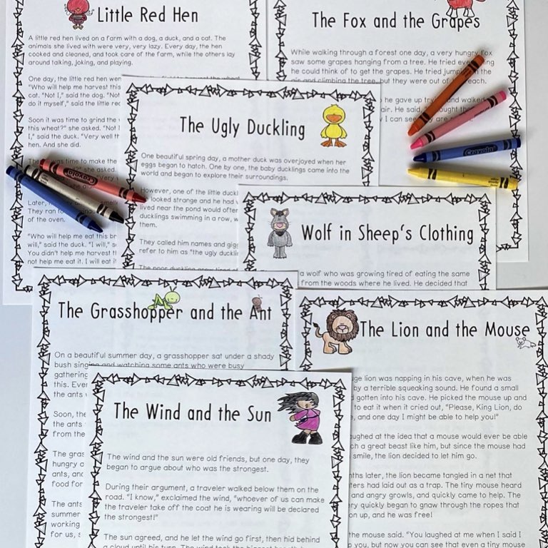 One Page Fables - Made By Teachers