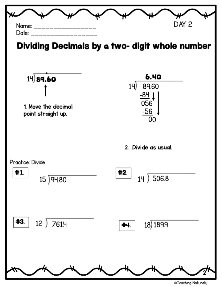 Dividing Decimals Practice Worksheets Printable Digital Google Made