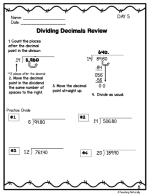 Dividing Decimals Practice Worksheets Printable &amp; Digital Google - Made ...