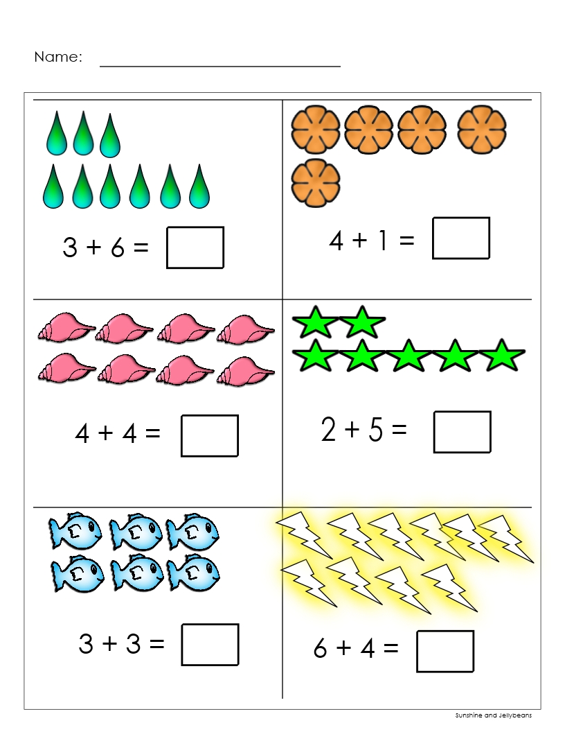 Easy Addition Within 10 K 1 Math Both Color B w Great For