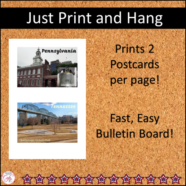 USA Bulletin Board Set Postcards Across America Made By Teachers