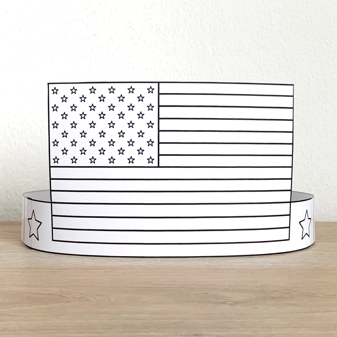 American Flag Paper Crown Printable Coloring Craft Activity Template