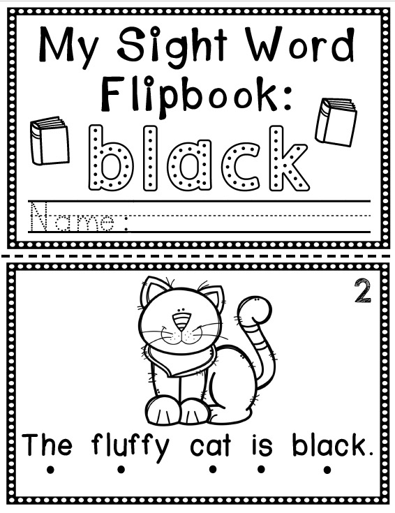 Sight Word Flip Book (Flipbook) - BLACK printable
