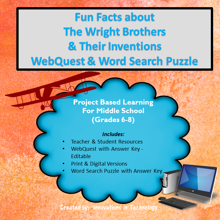 The Wright Brothers - WebQuest & Word Search Puzzle