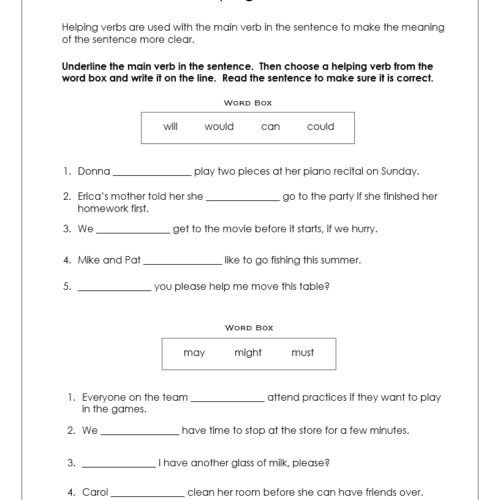 linking verbs helping verbs 5 worksheets answer key grades 3 4 made by teachers