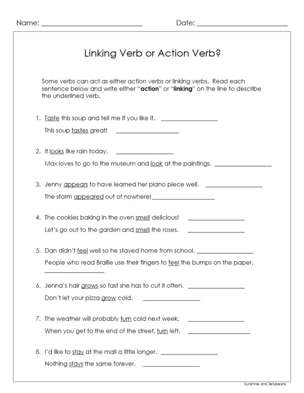 Linking Verbs And Helping Verbs 5 Worksheets Answer Key Grades 3