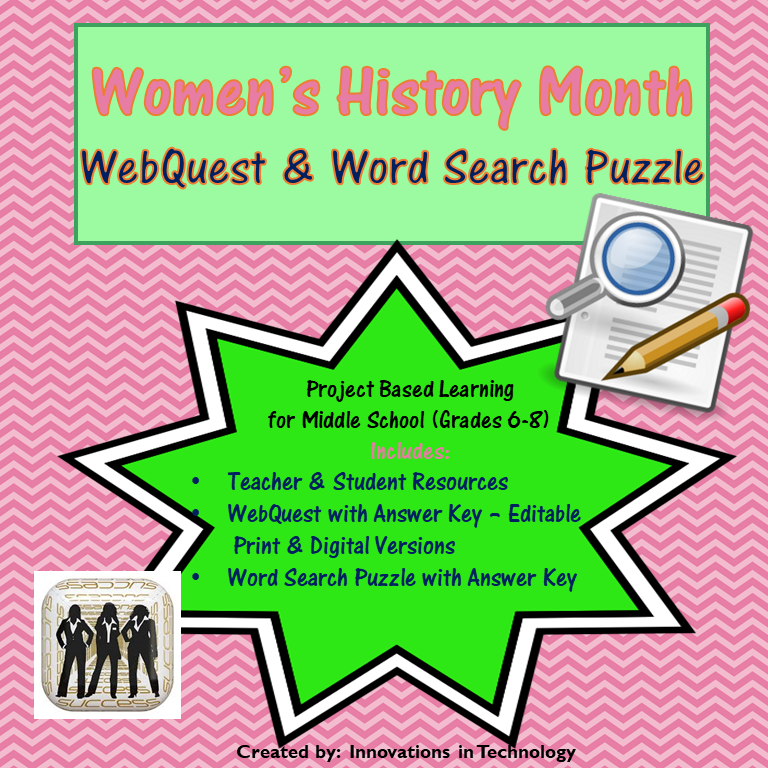 Women's History - WebQuest & Word Search Puzzle