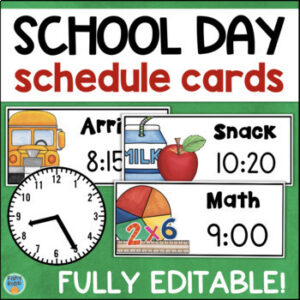 Daily Schedule Cards Editable w/ Clocks | Made By Teachers
