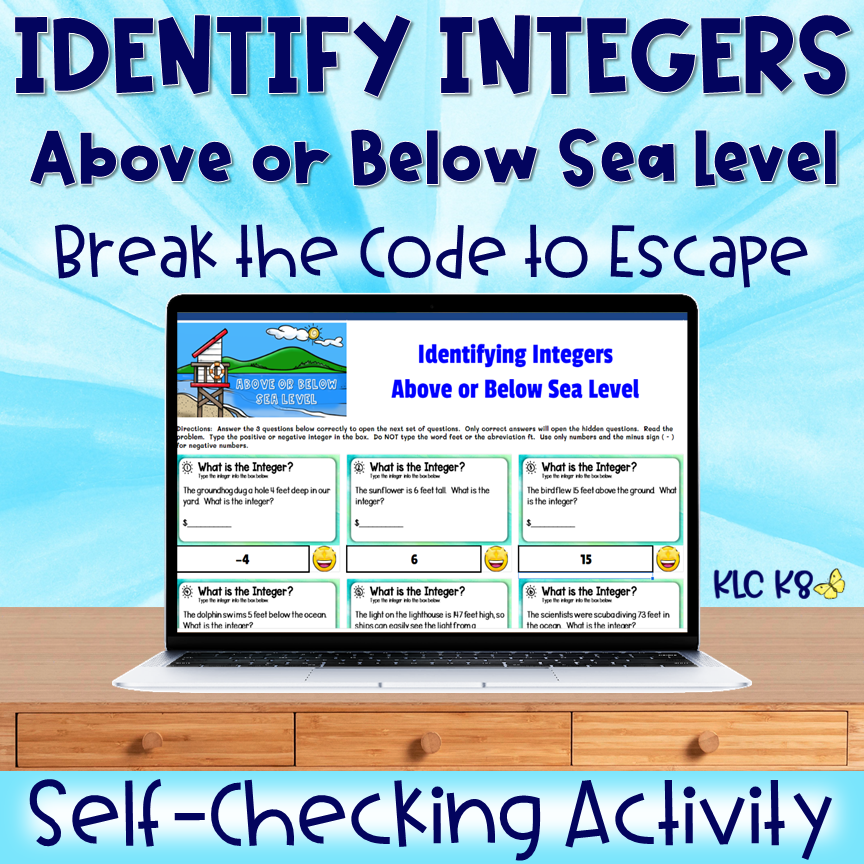 Identify Integers Real Life Money Problems SelfChecking Activity