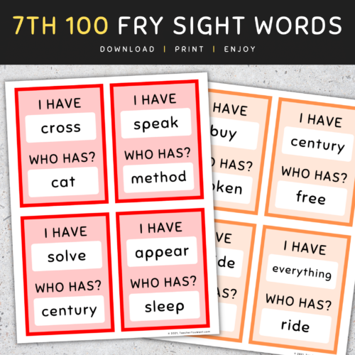 Fry Sight Words Flash Cards: I Have Who Has Sight Words Flashcards, 601 ...
