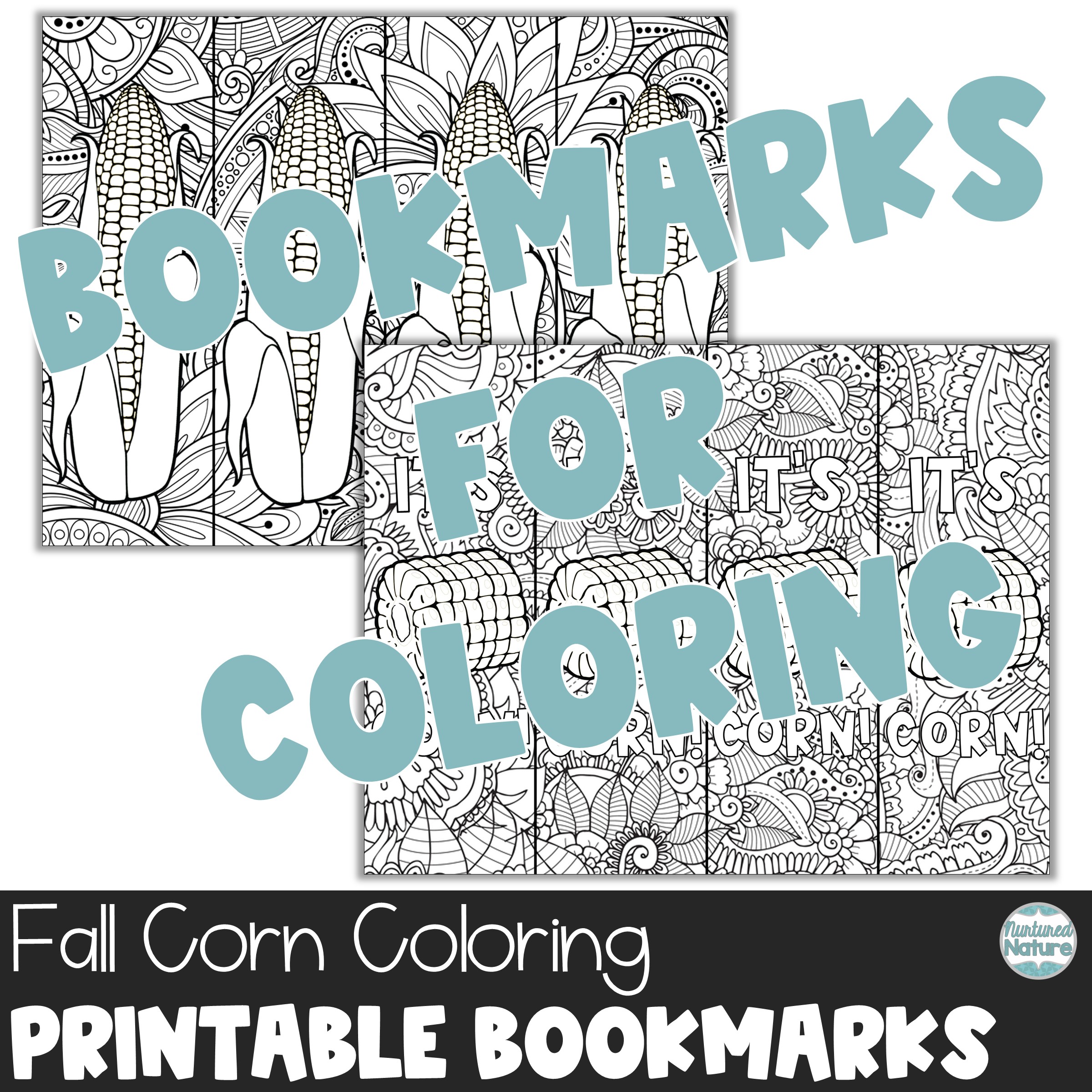 Corn Zentangle Coloring Sheet Bookmarks for Fall - Made By Teachers