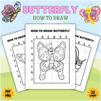 Printable Fun Spring How to draw Butterflies insects Spring