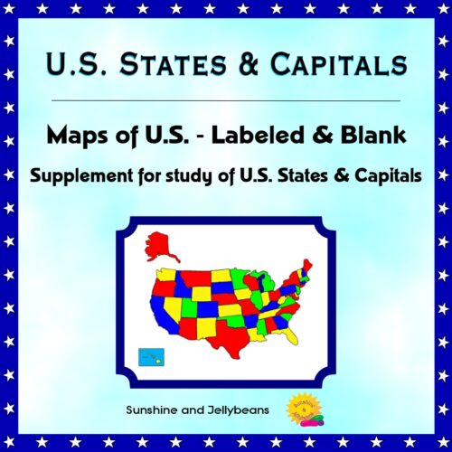 U.S. States &amp; Capitals - Labeled and Blank Maps for Study &amp; Practice ...