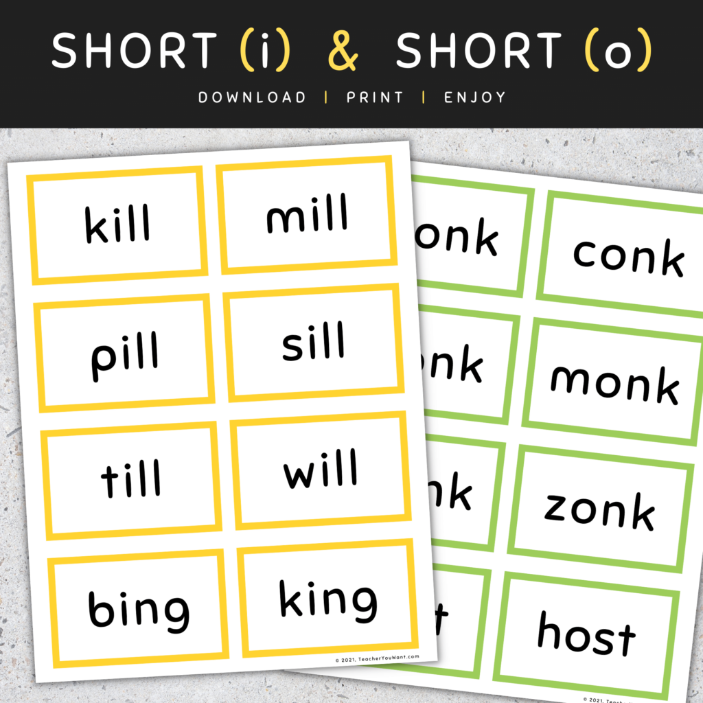 CVCC Words Flash Cards Short Vowels (A E I O U), CVCC Words List, [SET