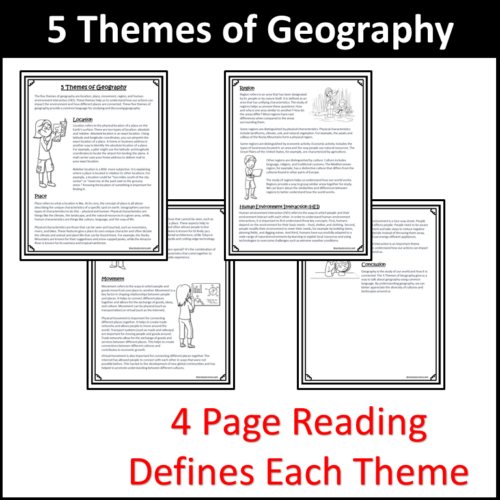 5 Themes of Geography Reading and Activities Made By Teachers