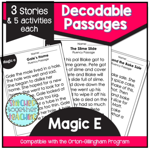 Decodable Reading Passages Magic E - Orton Gillingham Based - Made By ...