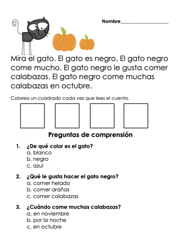Spanish Reading Comprehension Passages Short Stories Paragraphs ...