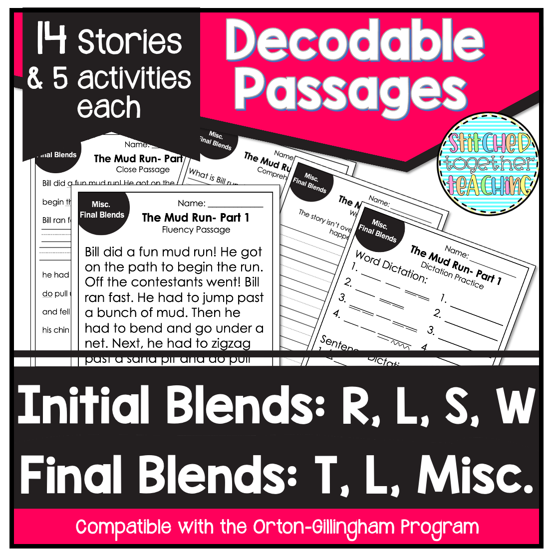 Decodable Reading Passages Initial and Final Blends BUNDLE-Orton Gillingham