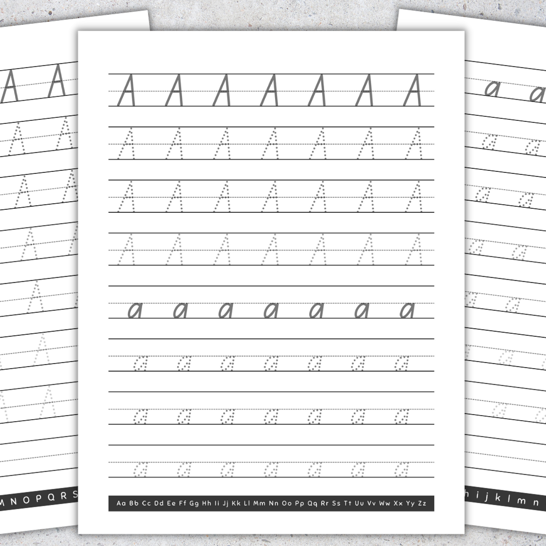 Alphabet & Number Tracing Worksheets Handwriting Practice Pages