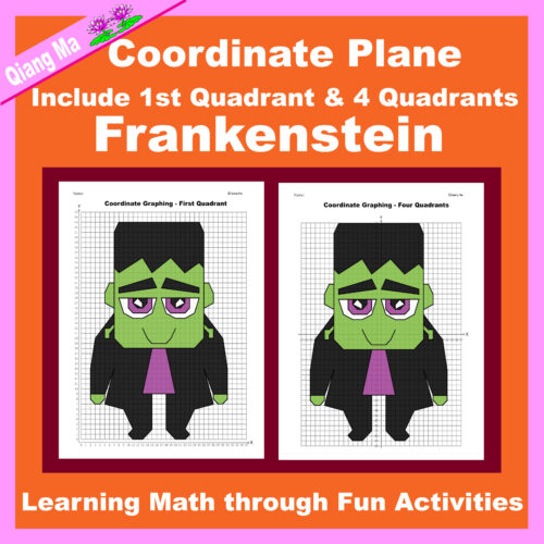 Halloween Coordinate Plane Graphing Picture: Frankenstein