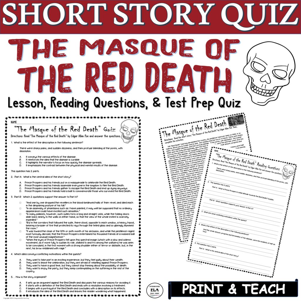 The Masque of the Red Death Quiz Poe Reading Comprehension with Answer