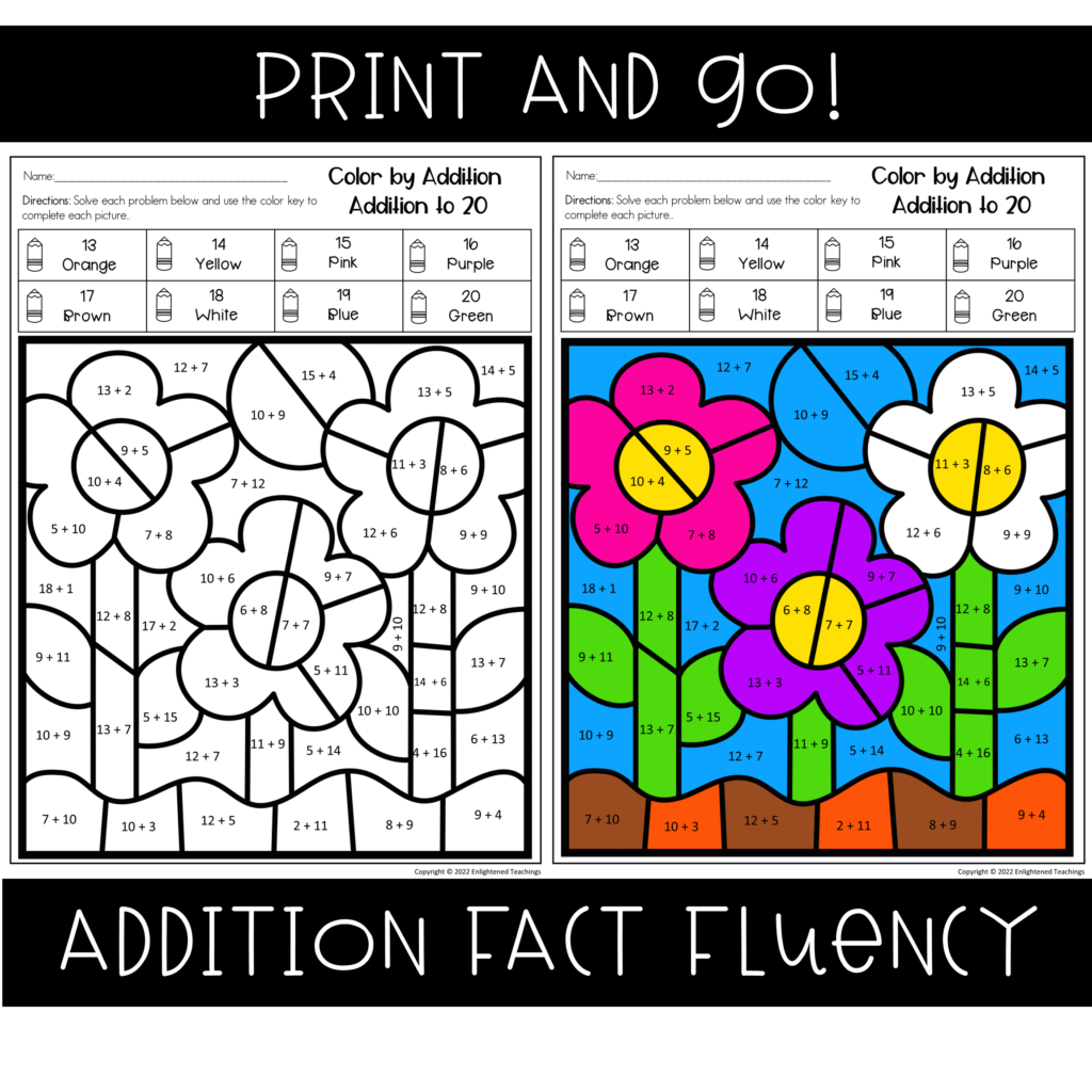 Spring Flowers Addition to 20 Color by Code FREEBIE | Made By Teachers