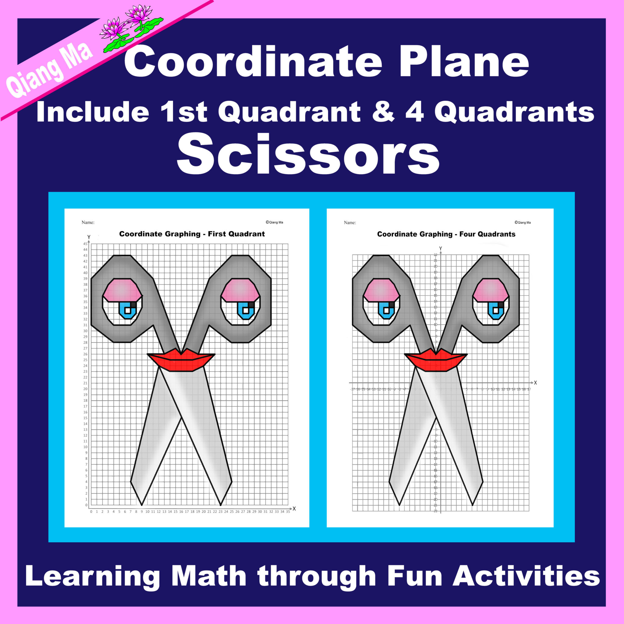 Back to School Coordinate Plane Graphing Picture: Scissors | Made By ...