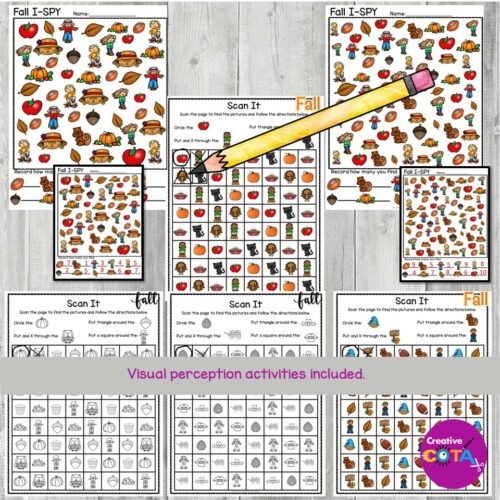 Fall Occupational Therapy Fine Motor Visual Perception Worksheets and ...