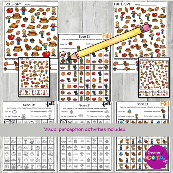Fall Occupational Therapy Fine Motor Visual Perception Worksheets and ...