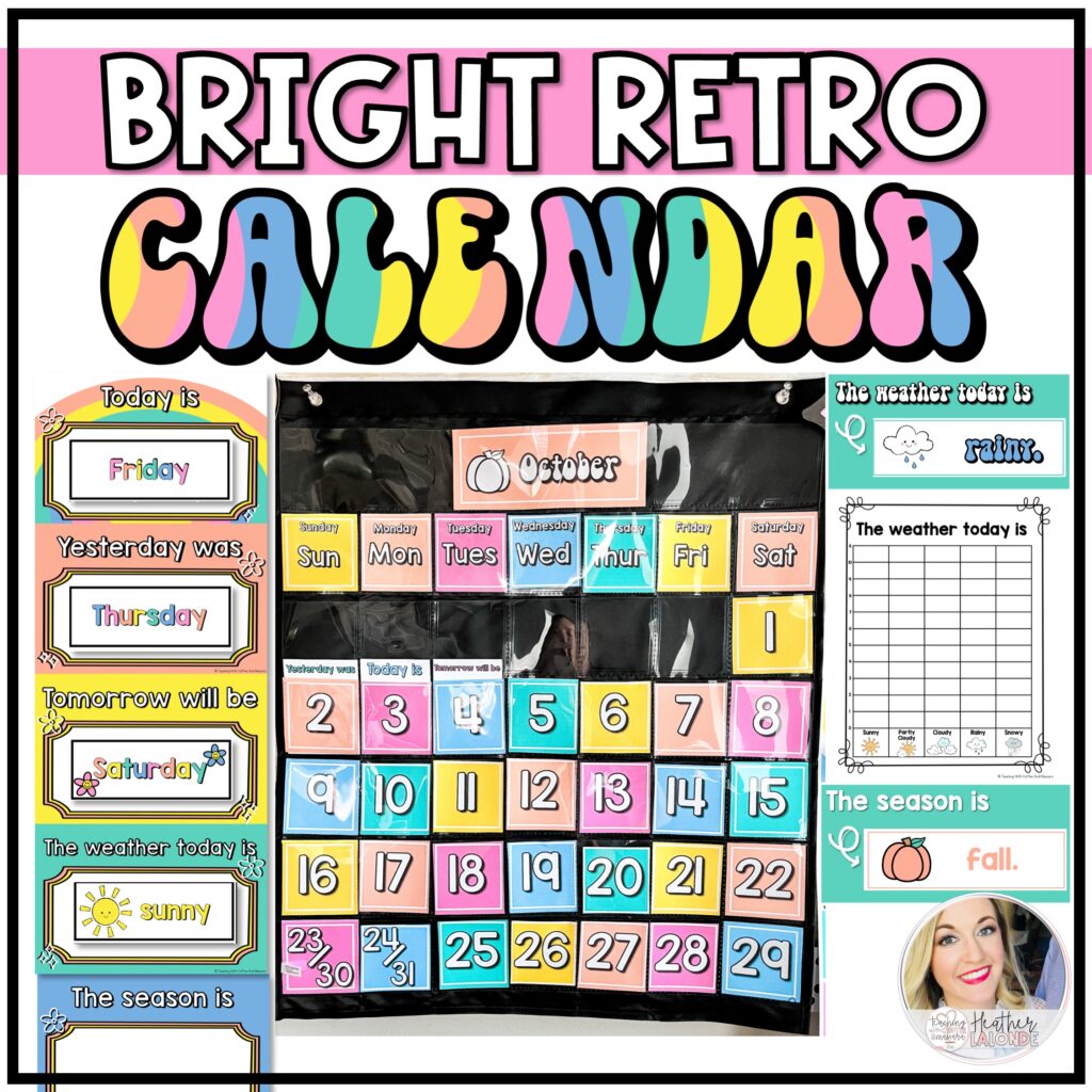 Pocket Chart Calendar Retro Classroom Decor Bulletin Board Made By