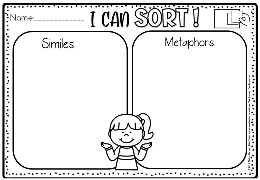 Similes and Metaphors Figurative Language Cut and Paste Sorting ...