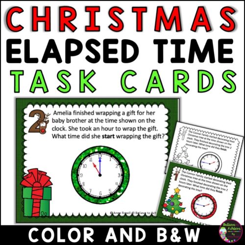 Christmas Elapsed Time Word Problem Task Cards Made By Teachers