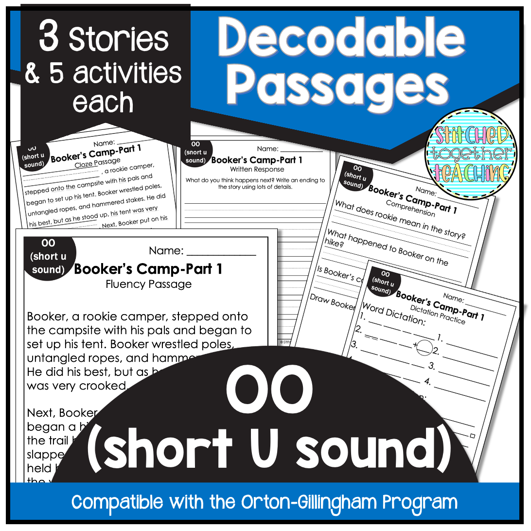 Decodable Reading Passages Vowel Team OO Short U Sound Orton